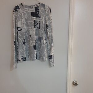 Newspaper Print Long Sleeve Top